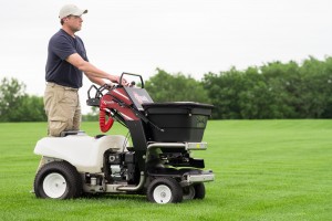 The Exmark Stand-On Spreader Sprayer makes quick work of virtually any spreading or spraying job.