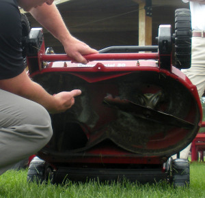 Check and sharpen blades as part of spring mower maintenance