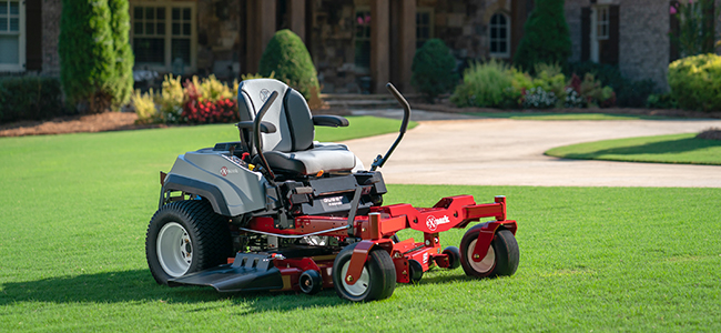 Quest residential zero-turn mower on a freshly mowed lawn